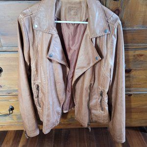 Distressed Faux Leather Motorcycle Jacket